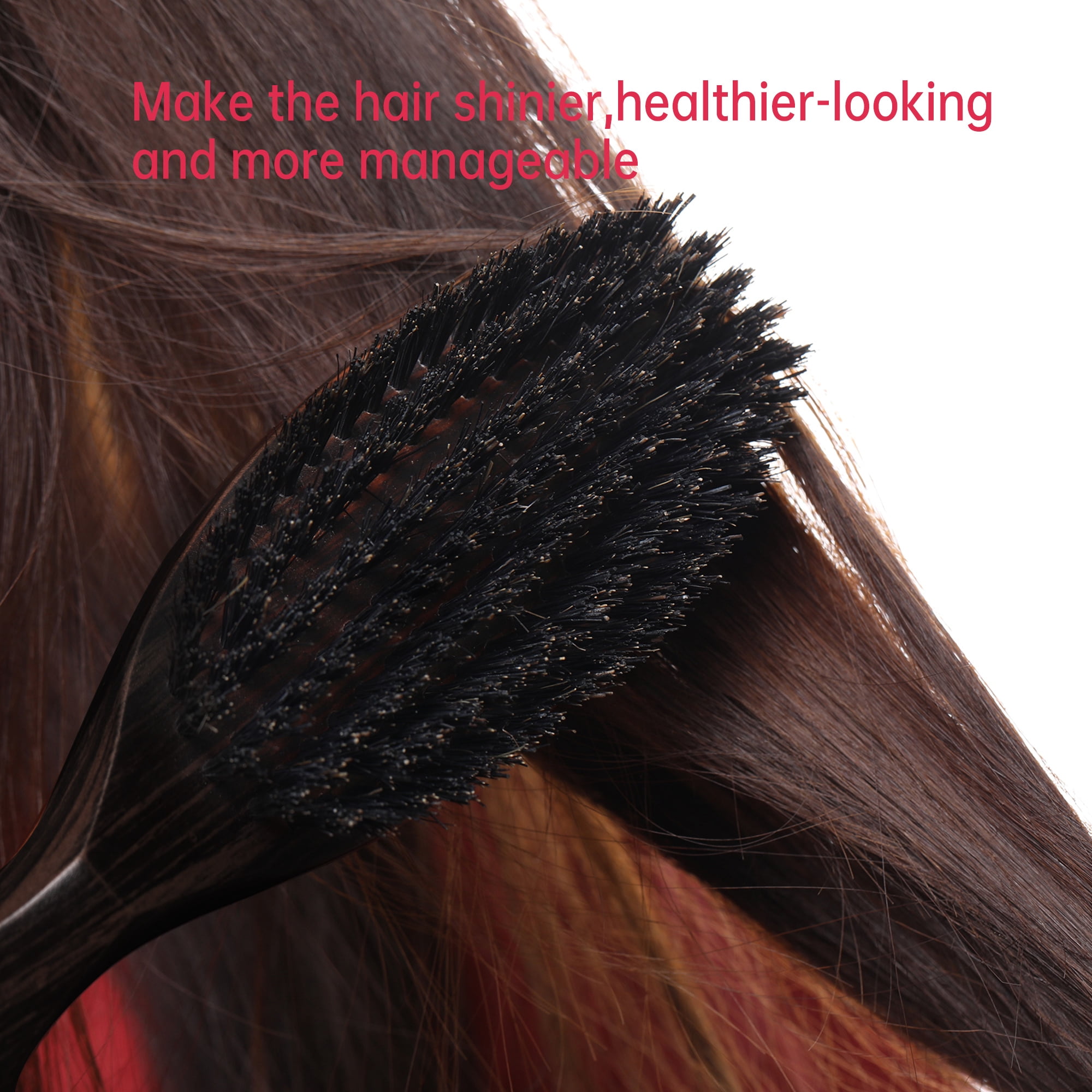 Perfehair Boar Bristle Hair Brush with Wooden Handle for Men and Women's Thin, Fine Hair, Balck