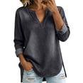 thumbnail image 5 of Womens Denim Shirt Long Sleeve Button Down Shirt Casual Jean Shirt Jacket Vintage Denim Blouses Tops with Pockets Dark Gray XXL, 5 of 7