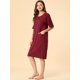 thumbnail image 4 of Camisa de dormir elegante frontal con botones de mangas cortas para mujer con camisón de dormir con bolsillos Vino tinto M, 4 of 6