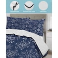 thumbnail image 4 of Navy Blue Snowflake Christmas Twin Size Down Alternative Comforter, Lightweight Comforter Quilt Bedding Set with Pillow Shams Xmas Snowflake All Seasons Bed Comforter Duvet Insert 68"x86", 4 of 7
