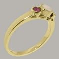 thumbnail image 4 of LBG British Made 14k Yellow Gold Real Genuine Opal & Ruby Womens Promise Ring - 33 size options - Size 5.75, 4 of 7
