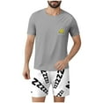 thumbnail image 2 of SYMOID Mens Cotton Polyester Short Sleeve Short Leg Matching Pajama Sets with Letter Print for Spring/Summer Casual Wear,Gray,Size L, 2 of 6