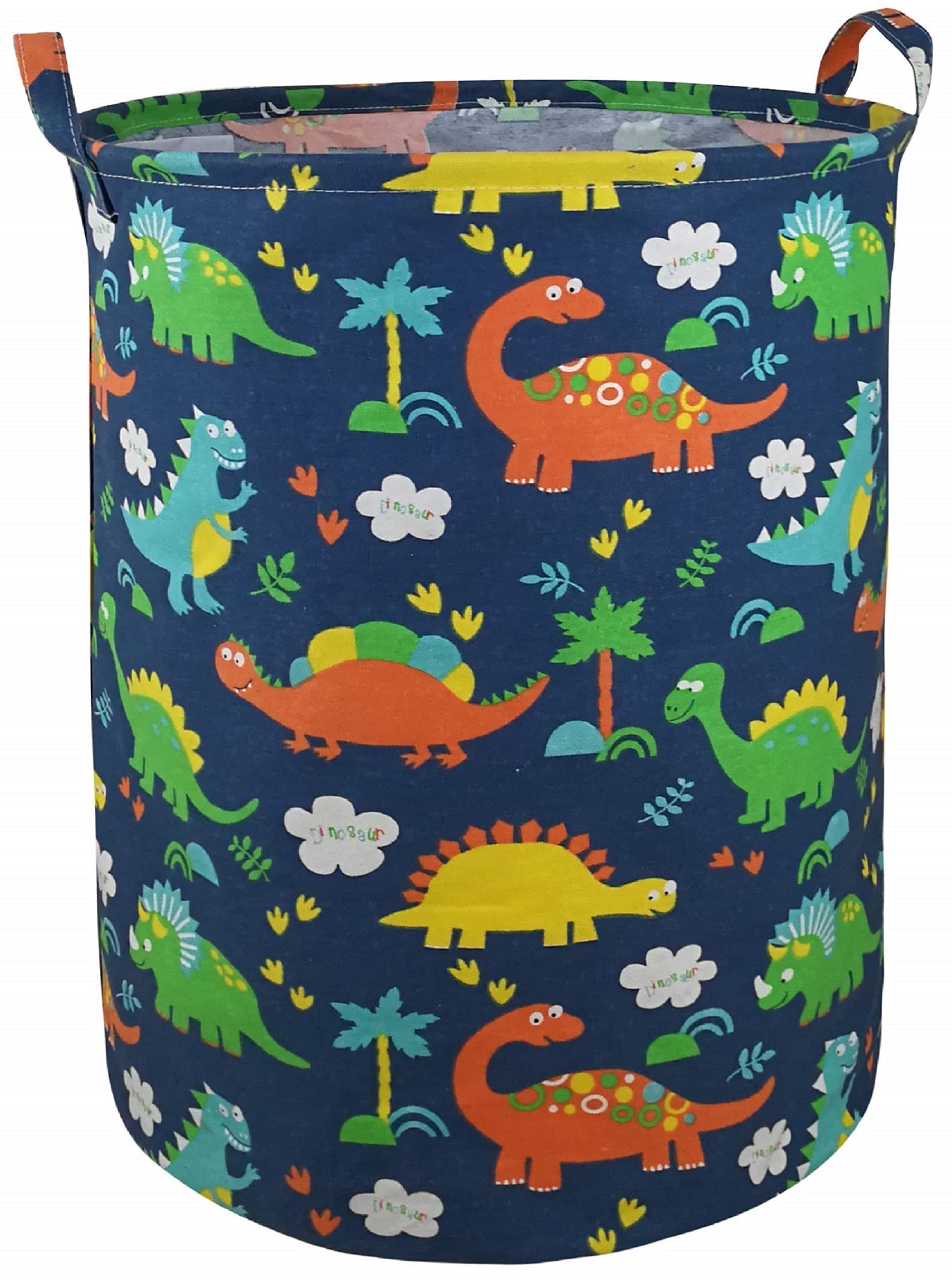 Dinosaur DUYIY Canvas Storage Basket with Handle Large Organizer Bins for Dirty Laundry Hamper Baby Toys Nursery Kids Clothes Gift Basket 