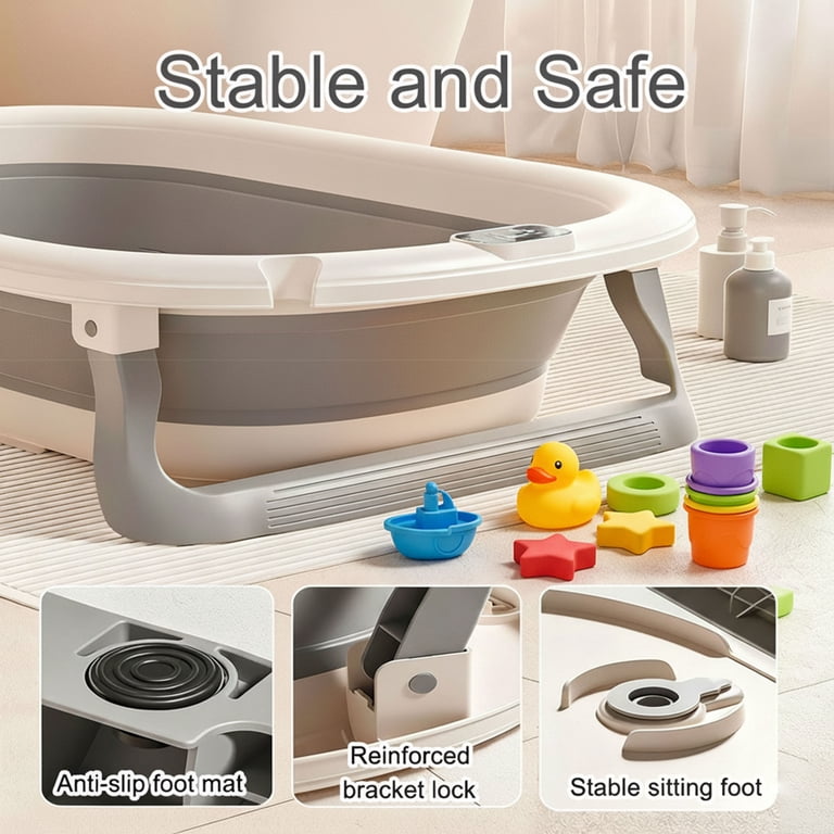 Oioane Collapsible Baby Bath Tub with Thermometer photo 2
