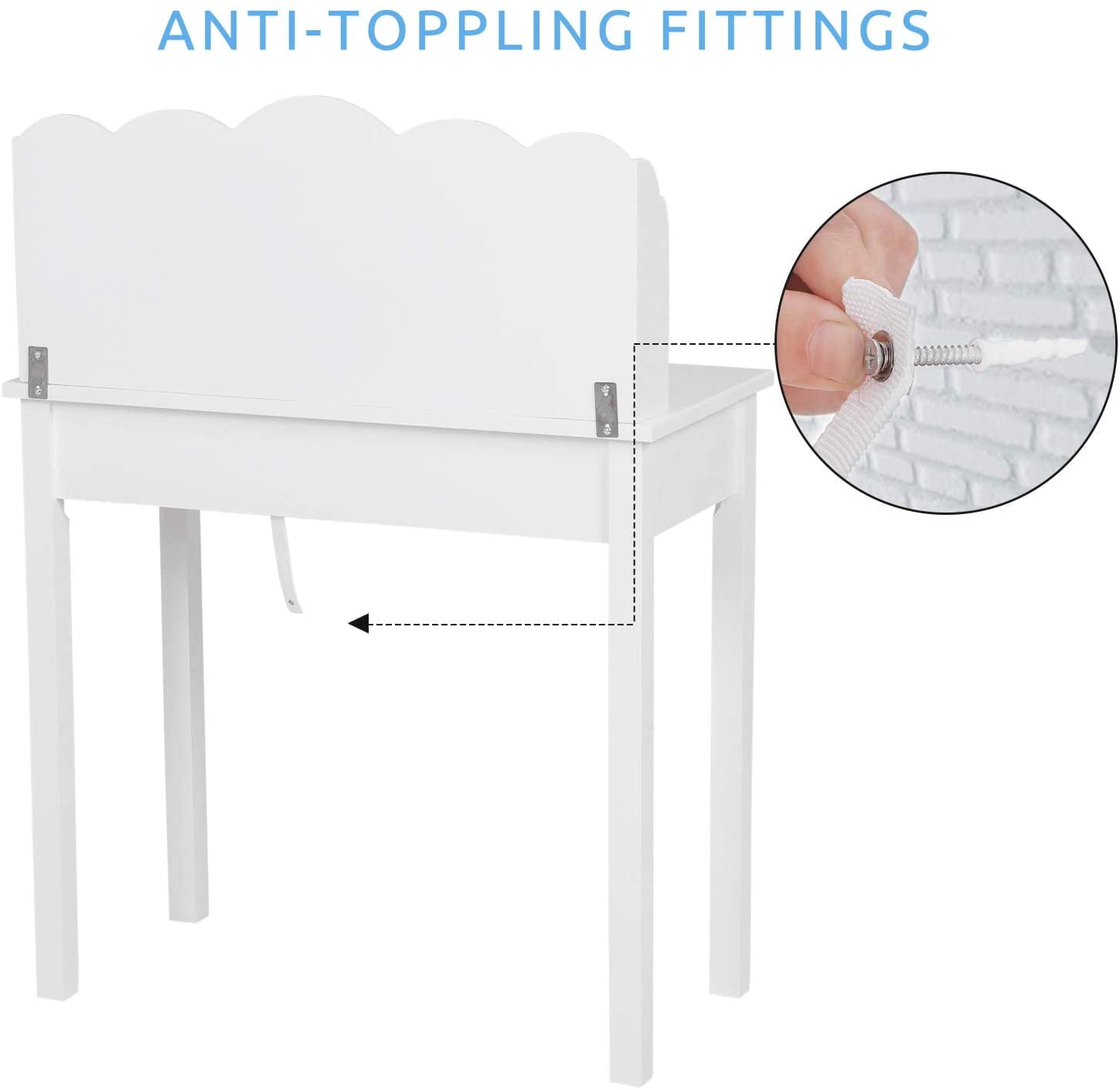 Writing Desk with Hutch and USB Ports, 31.5 in Home Office Desk with Drawers, Study Table for Kids/Student, Makeup Dressing Table,White