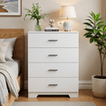 thumbnail image 6 of Capri White 4 Drawer Dresser with Power Outlets, Modern Nightstand, Storage Wide Chest of Drawer, Wooden Dresser Storage Cabinet for Adults, Bedroom Living Room Furniture, 6 of 12