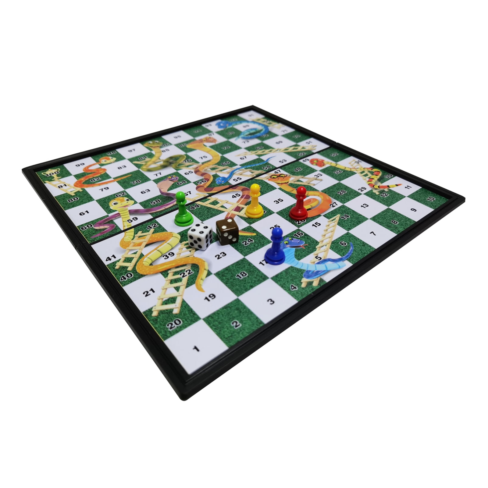 Traditional Board Game Set Children Chess Ludo Snake and Ladders Draughts Game H 