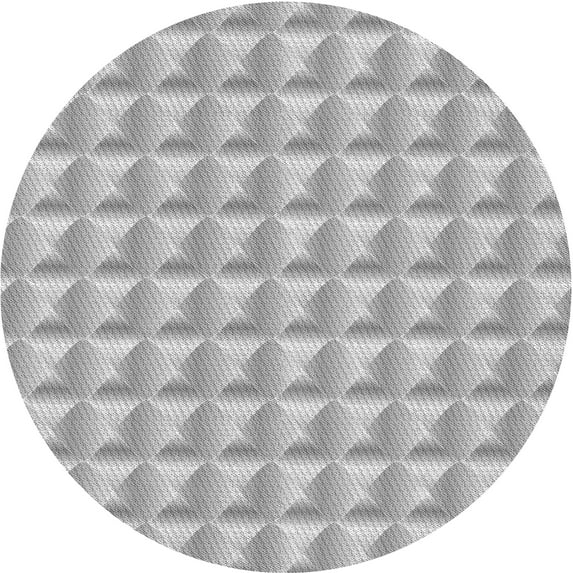 Ahgly Company Machine Washable Indoor Round Transitional Platinum Silver Gray Area Rugs, 4' Round