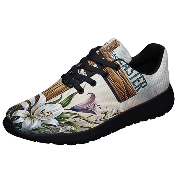 Happy EaStr ChriStan Cross Lily Flower Shoes Sneakers Black Size 3.5