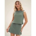 thumbnail image 5 of Jaimenalin Two Piece Skirt Sets for Women Vacation Outfits Skirt Crew Neck Top Lounge Sets Green L, 5 of 7
