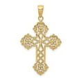 thumbnail image 2 of 14K Solid Yellow Gold Lacey Cross Pendant Charm, 2 of 9