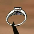 thumbnail image 2 of 1.5Ct Cushion Cut Lab Created Blue Sapphire Engagement Ring 14K White Gold Plated Silver, 2 of 4