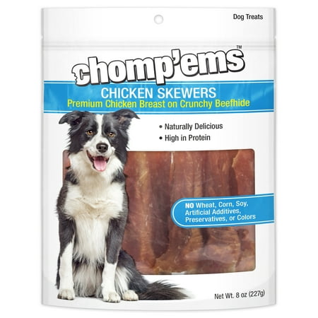 UPC: 0076158070127 | Chomp ems Chicken Skewers 8 oz – All Natural Rawhide Wrapped with Premium Chicken Breast – Healthy Protein Rich Treats for Dogs – Dog Chews