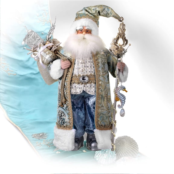 Regency International Neptune Santa, 21-inch Height, Metallic, Aqua Platinum