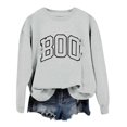 thumbnail image 5 of WEIWEN Halloween Sweatshirt for Women Cute BOO Graphic Shirts Crewneck Embroidered Ghost Pullover Fall Sweaters for Women Outfits Tops Women's Clothing Grey, L, 5 of 5