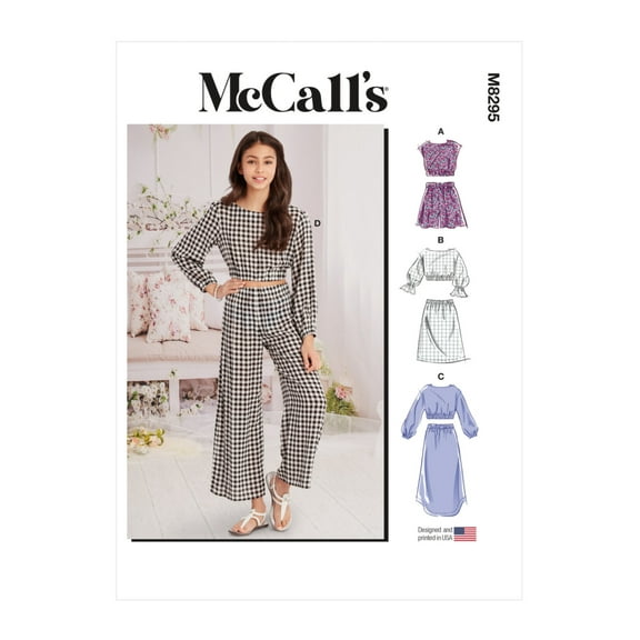 McCalls Sewing Pattern 8295 Tops, Skirts, Shorts, Trousers A (7-8-10-12-14-16)