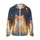 thumbnail image 1 of Balery Starry Sky Constellation Cat Sudadera ligera de manga larga con capucha y protección solar UPF 50+ para hombre y mujer, ideal para pesca y running-Large, 1 of 7