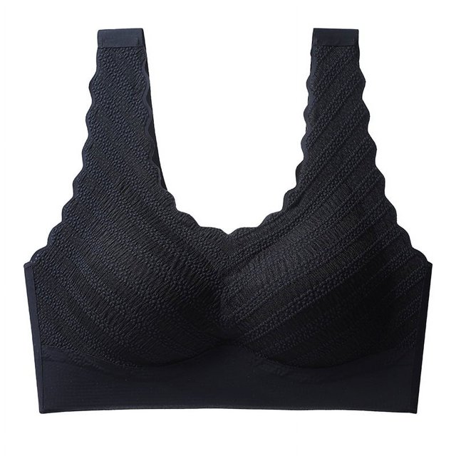 Sujetador deportivo sin costuras con copas fijas de látex de talla grande para mujer, ropa interior de encaje con burbujas vivas, chaleco de belleza inalámbrico fruncido