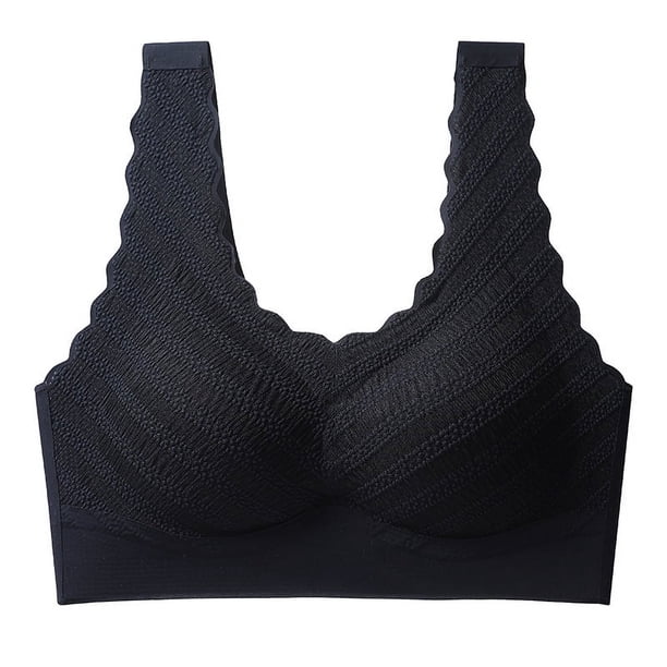 Sujetador deportivo sin costuras con copas fijas de látex de talla grande para mujer, ropa interior de encaje con burbujas vivas, chaleco de belleza inalámbrico fruncido
