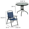 thumbnail image 6 of Emma + Oliver 6 Piece Navy Patio Garden Set with Umbrella Table and Set of 4 Folding Chairs, 226 lbs, Meatal, 6 of 13