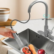 DERCLIVE Kitchen Sink Faucet with Pull Down Sprayer, High Arc Single Handle Kitchen Sink Faucets with Pause Button Premium Brushed Nickel