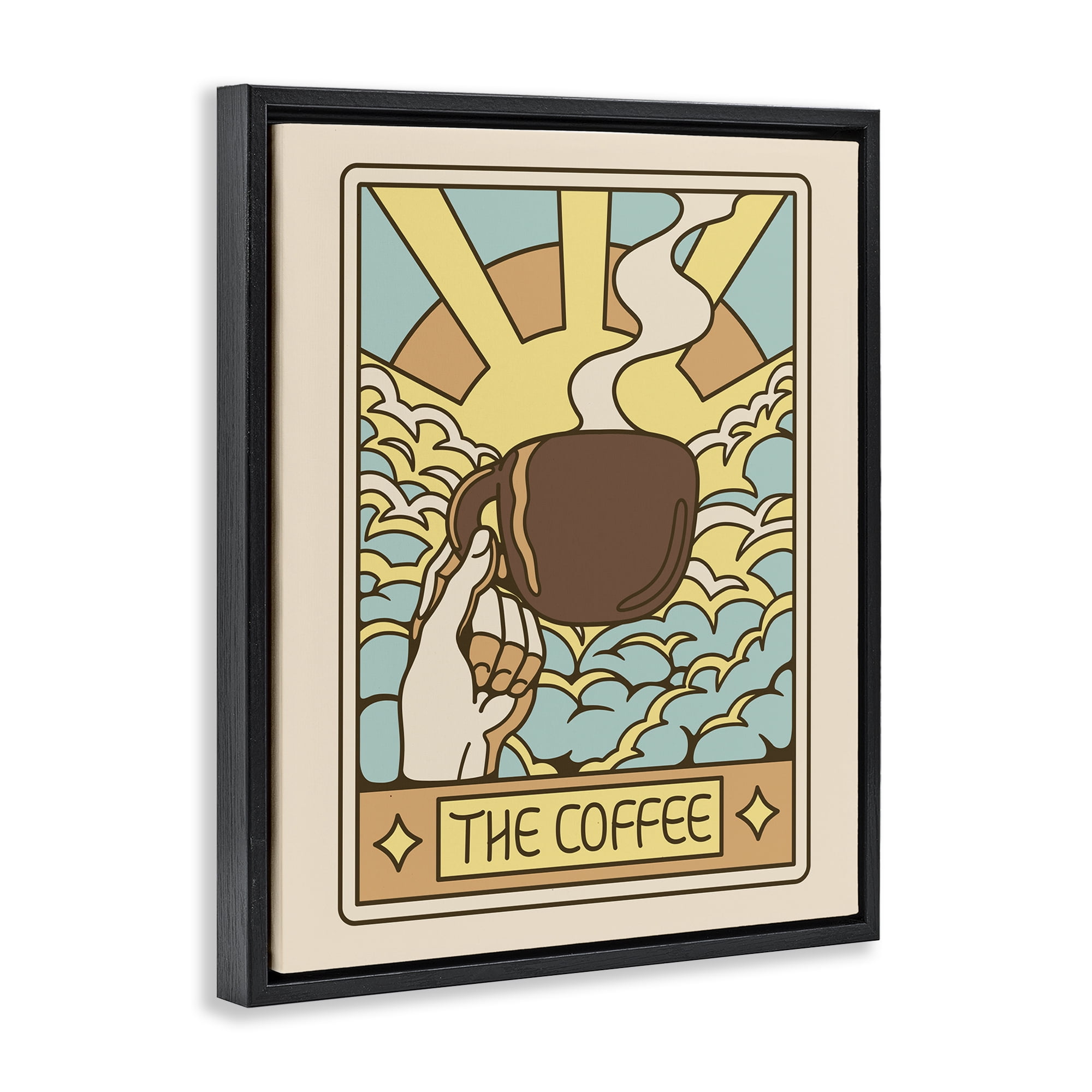 Stupell Industries The Coffee Muted Tarot Black Framed Floater Canvas Wall Art, design by Tobe Fonseca