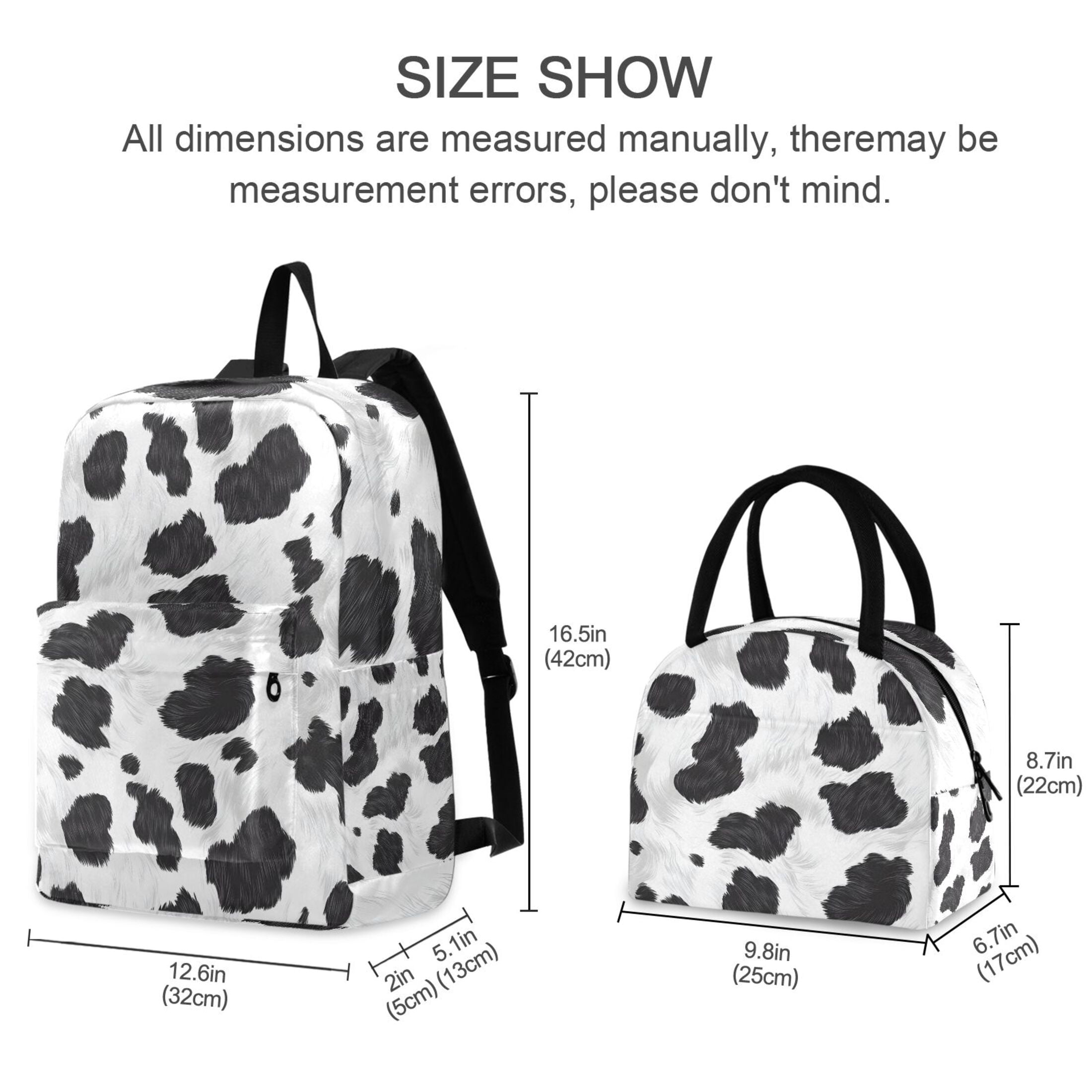 ALAZA Backpack Set Cow Print Elementary School Bags Student BookBag with Lunch Bag
