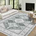 thumbnail image 2 of ZACOO 9'x12' Vintage Large Area Rug for Living Room Bedroom Stain Resistant Carpet for Dining Room Machine Washable Area Rug Soft Foldable Rug Grey, 2 of 8