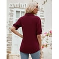 thumbnail image 7 of ZHENWEI Women's V Neck Short Sleeve Polo Shirts Button Down Collared Tops Loose Casual Tunic Blouses, 7 of 7