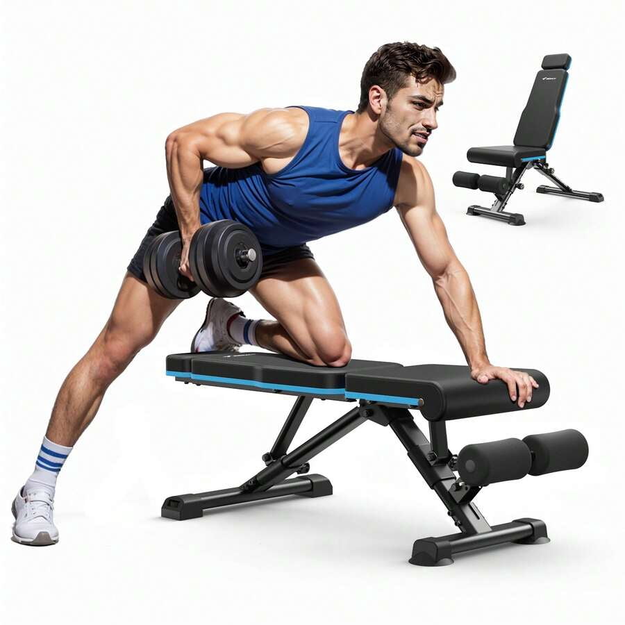 Adjustable Weight Bench With 72 Training Angles, Foldable Weight Benches For Home Gym With 990 LBS,  Perfect For Home Workouts. Great For Full-Body Strength Training Black Upgrade