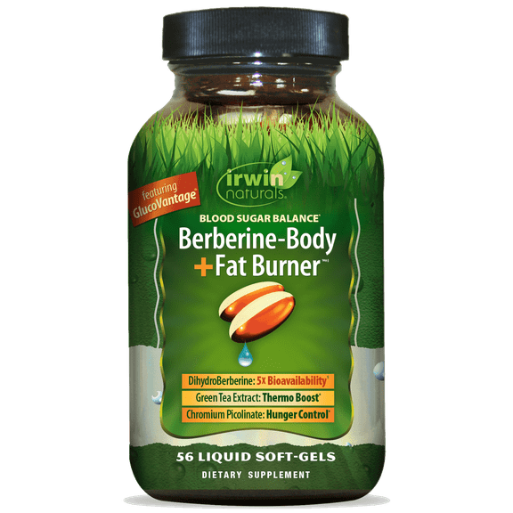 Irwin Naturals Blood Sugar Balance Berberine-Body   Fat Burner – 56 Liquid Soft-Gels