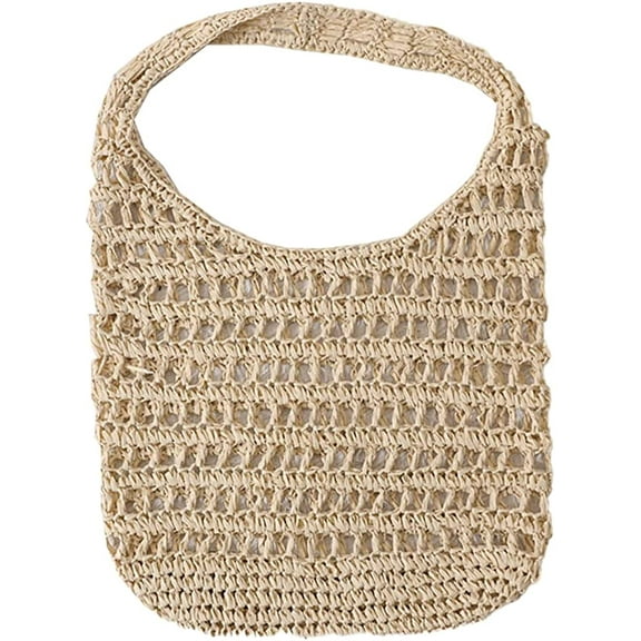 CoCopeaunts Straw Bag for Women Summer Hollow Out Beach Bag Handmade Woven Tote Bag Hobo Bag for Travel Vacation Shopping