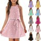 thumbnail image 1 of Girls Summer Sundress Sleeveless Polka Dot Summer Dress with Belt Casual Cute Sundress for Kids Ages 4 to 12 ,Sie:150, 1 of 6