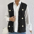 thumbnail image 6 of Sweater Vest for Women Button Down V Neck Sweater Ribbed Knit Outwear Tops Black Free Size, 6 of 7