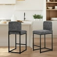 thumbnail image 2 of Sophia & William Counter Height Bar Stools with High Backrest 2 Pack Soft & Durable Chenille Fabric Bar Stools for Kitchen Island, Black, 2 of 7