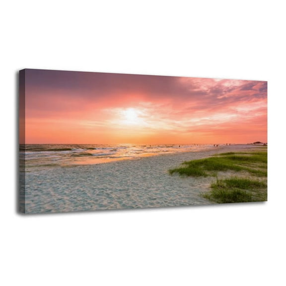 Canvas Wall Art Siesta Key Beach sunset Wall Decor for Living Room Bathroom Bedroom Office 30" x 60" Art Paintings, Ready to Hang