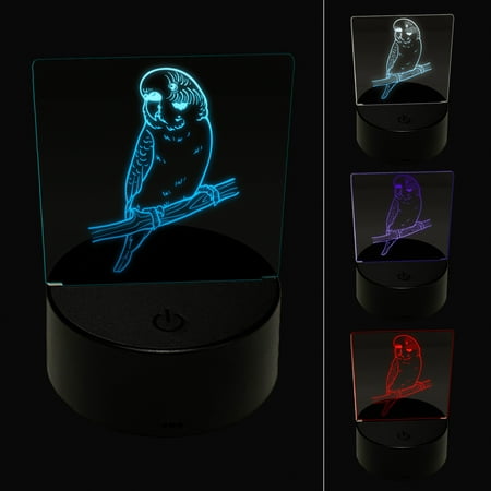 

Curious Parakeet Budgie on a Branch LED Night Light Sign 3D Illusion Desk Nightstand Lamp