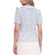 thumbnail image 3 of INSPIRAR CHIC Blusa de manga corta con volantes y cuello Peter Pan de flores para mujer XS Azul claro, 3 of 6