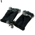 thumbnail image 4 of MesaSe Women\‘s Winter Faux Rabbit Fur Faux Leather Fingerless Mittens Wrist Gloves, 4 of 9