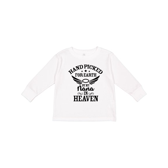 Inktastic Handpicked for Earth By My Nana in Heaven with Angel Wings Boys or Girls Long Sleeve Toddler T-Shirt