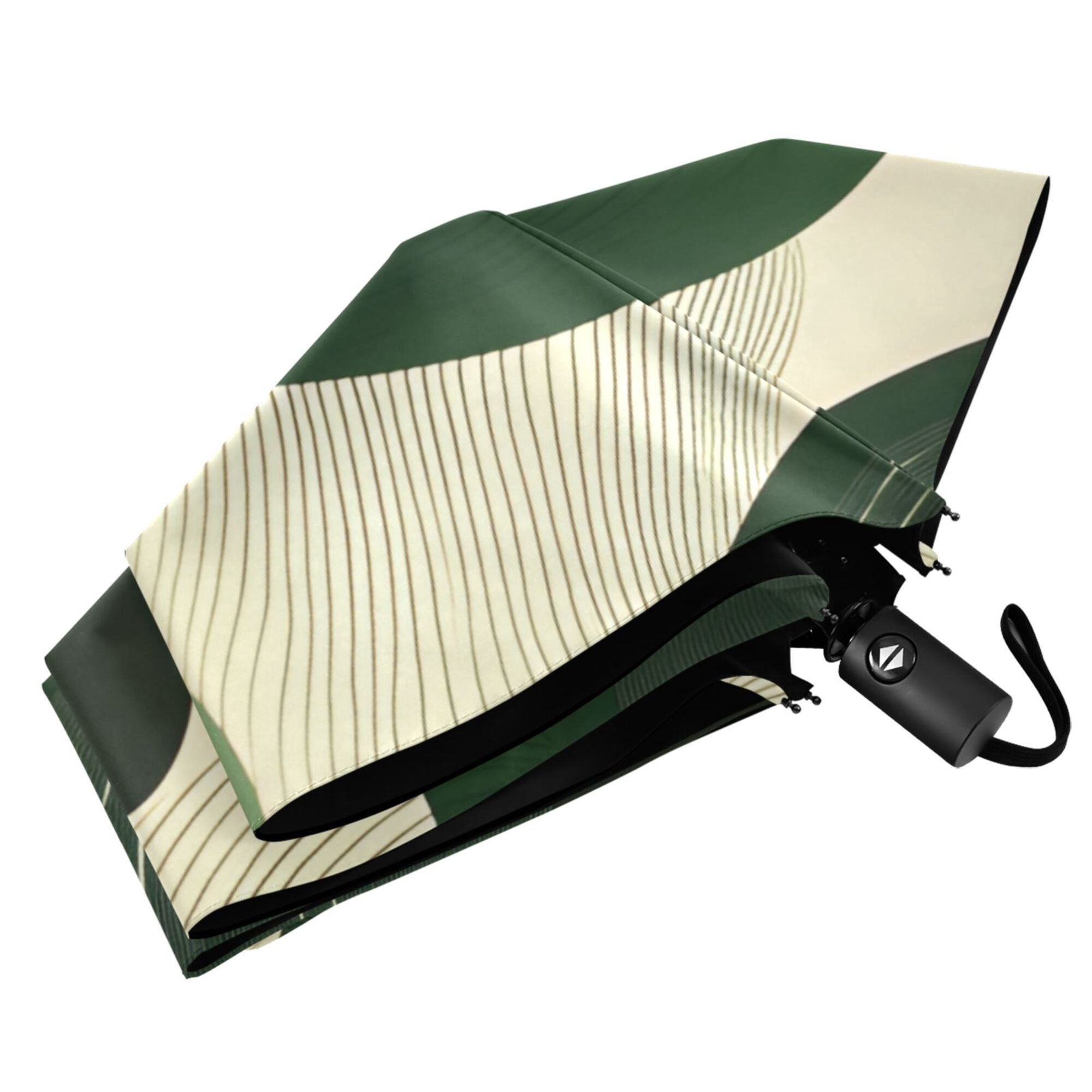 FORMRS Travel Umbrella Folding Auto Open Close Windproof Rain UV Protection, Black Abstract