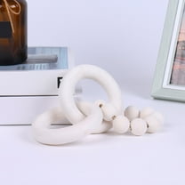 Rustic Wooden Chain Link for Boho Home Decor, Handmade Carved 3 Link Wood Knot & Farmhouse Wood Bead, Natural Rustic Wooden Beads Garland for Coffee Table Wood Bowl Decor