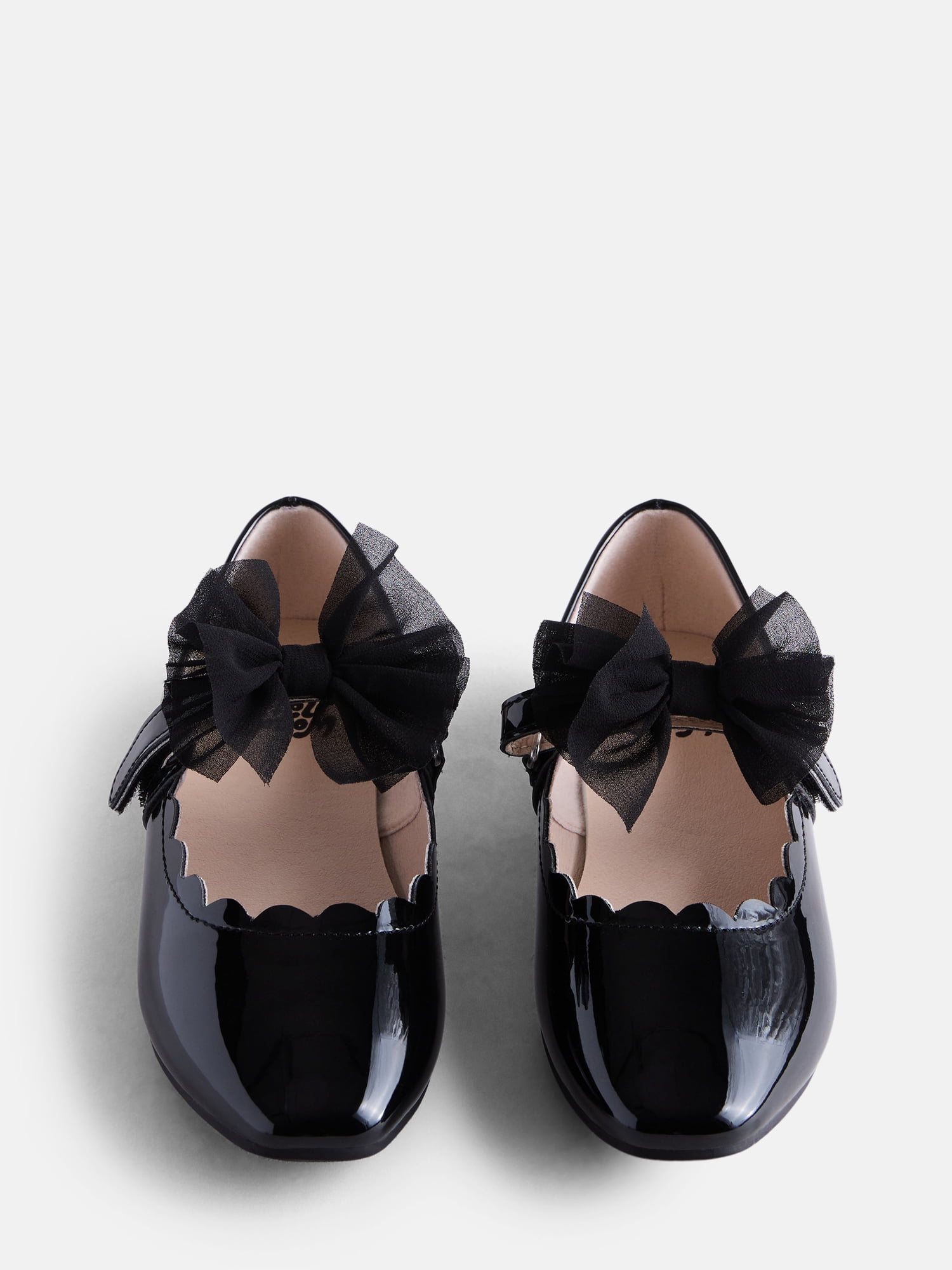 Wonder Nation Little Girls and Big Girls Scallop Ballet Flats with Tulle Bow