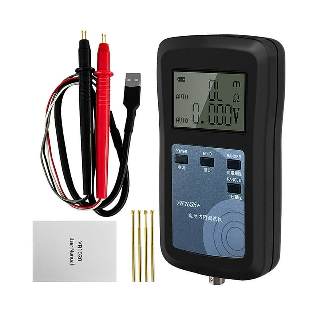 DYNWAVECA Battery Internal Resistance Test Meter ,4 Line,Fast Accurately Measures with Probe Professional Battery Voltage Tester,Yr1035 A