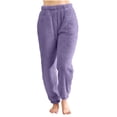 thumbnail image 2 of Fuzzy Pajama Pants for Women 2026 Casual Elastic Waist Tapered Trousers Soft Comfortable Warm Pj Pants with Pockets, 2 of 6