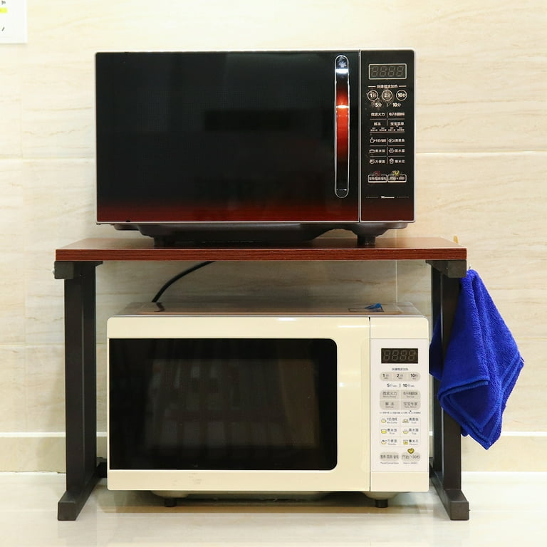 Microwave Oven Stand Wood Storage Rack Shelf Space Saving Kitchen