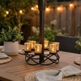thumbnail image 7 of Seraphic Iron Round Table Decor Christmas Centerpiece Decorations Candle Holder for Weddings, Patio, Kitchen, Dining Room, and Coffee Tables, Glass Votive Tealight Holders, Black, 6 Gold Cups, 7 of 7