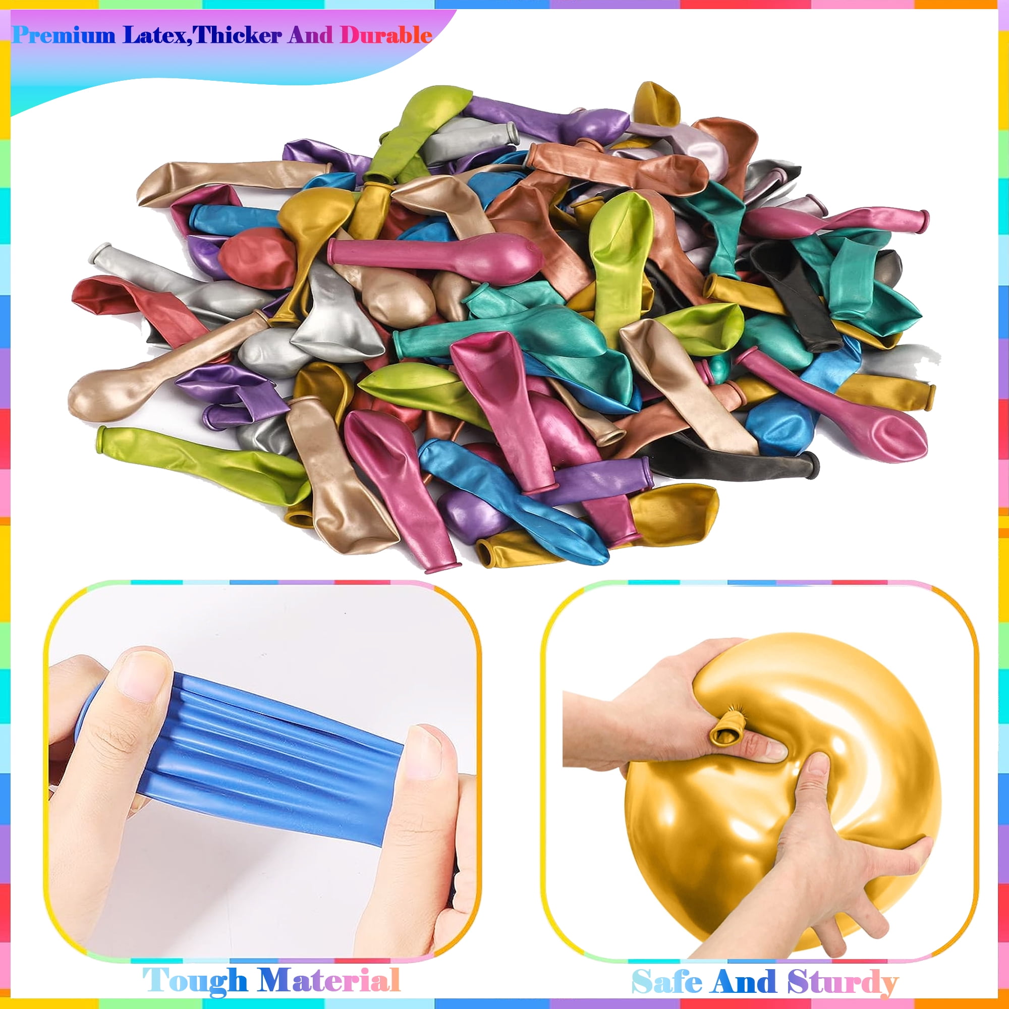 SZROBOY 300 Pcs Party Decorations Balloons Birthday Latex Balloons Assorted Colors,12 Inch Metallic Assorted Balloons For Wedding Engagement Anniversary Christmas Graduation Decorations