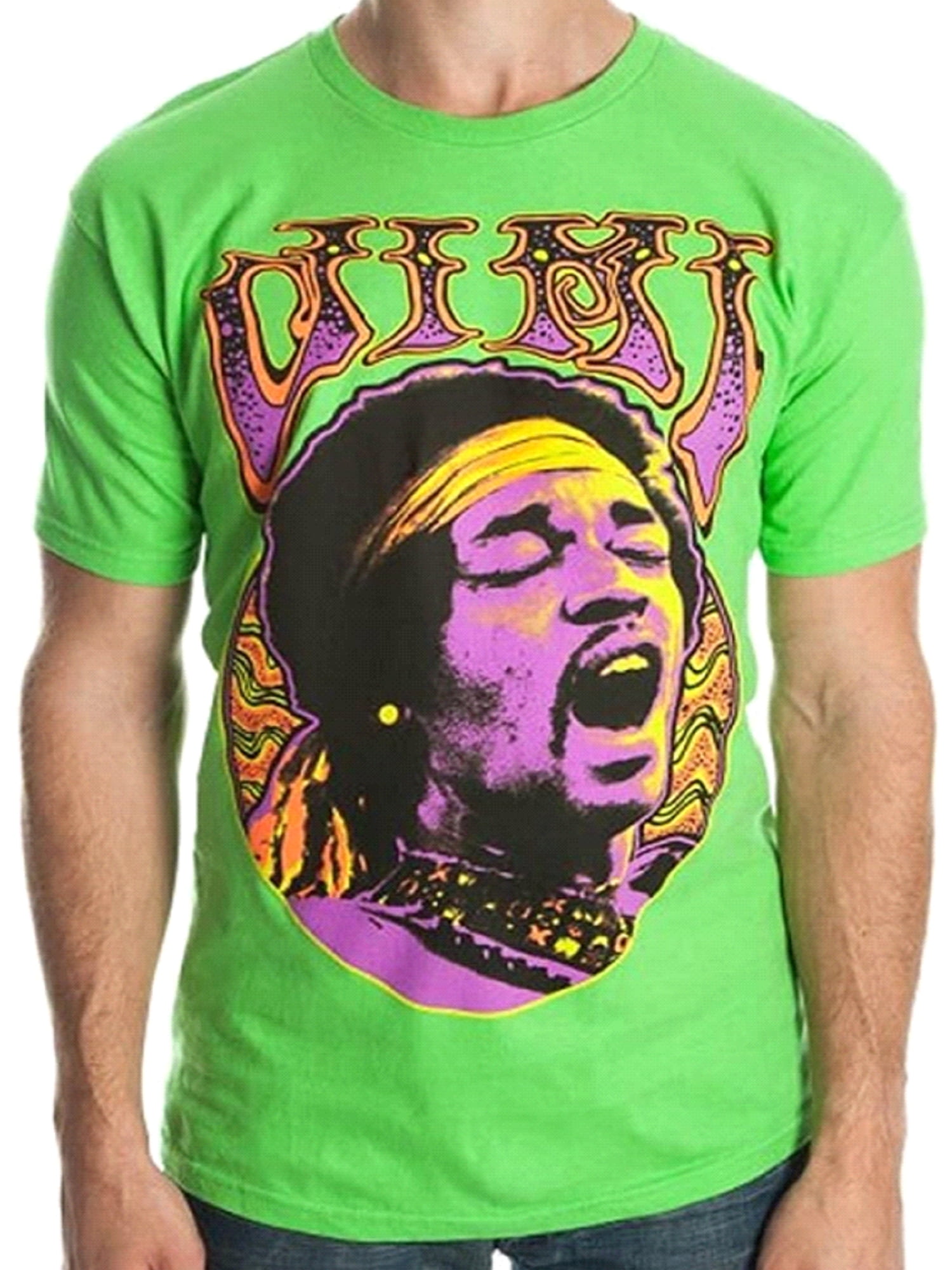 Jimi Hendrix Men's Short Sleeve Neon Green T-Shirt - Walmart.com