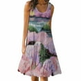 thumbnail image 2 of CQCYD Summer Dresses 2023, Women Printed Sleeveless Crew Neck Dress Loose Beach Dress Holiday Dress and Ankle Dress Leisure Sales Today Clearance Pink XL, 2 of 6